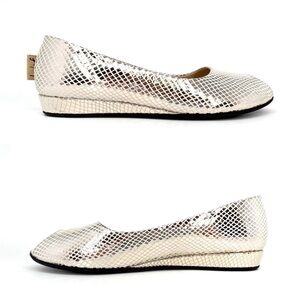 French Sole Shoes FS/NY Fortune Platino Peep Toe Snake Print fsny Size 7.5 EUC